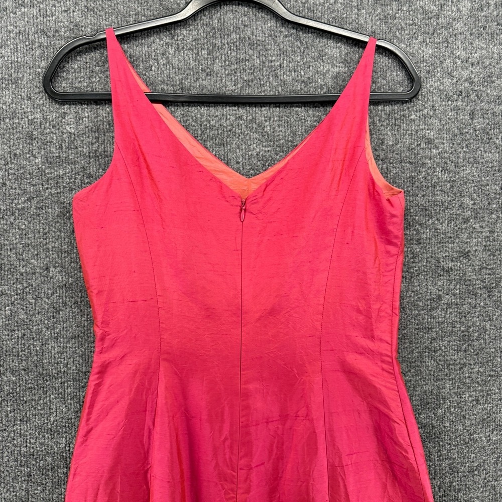 Ann Taylor 100% Silk Dress Size 2 Pink V-Neck Sleeveless Sheath Cocktail Elegant - Picture 4 of 9